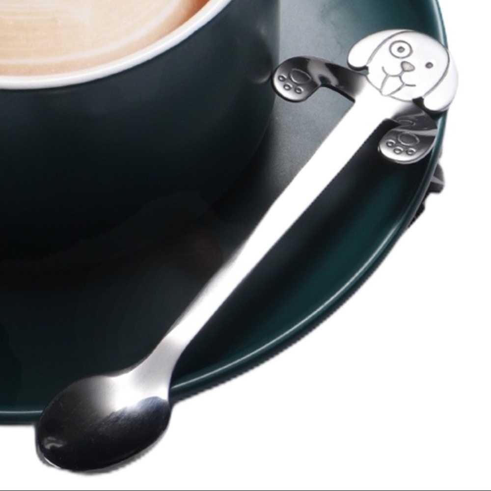 Dog coffee OR dessert spoon Silver Stainless